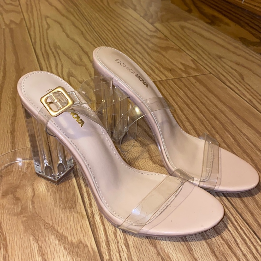 Fashion Nova Heels - Clear heel and clear straps - Size 8